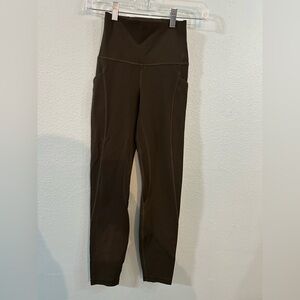 Lululemon Dark Olive Green High Waist Leggings Size 2 Women Athletic Pockets